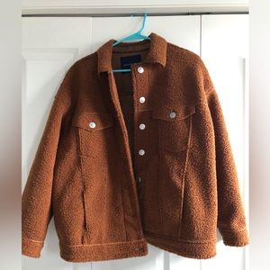 American Eagle women faux Sherpa trucker jacket